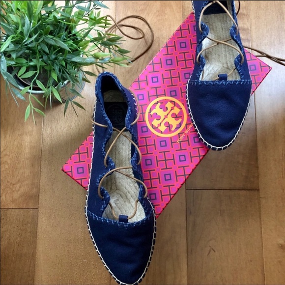 Tory Burch Shoes - TORY BURCH Sonoma Ankle Wrap Espadrille denim flat